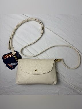 ORSYN Kaanapali Crossbody Milk Pebble Leather BNWT Made in USA🇺🇸